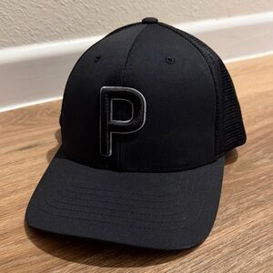 Puma Golf Black Mesh Cap with P Logo SnapBack